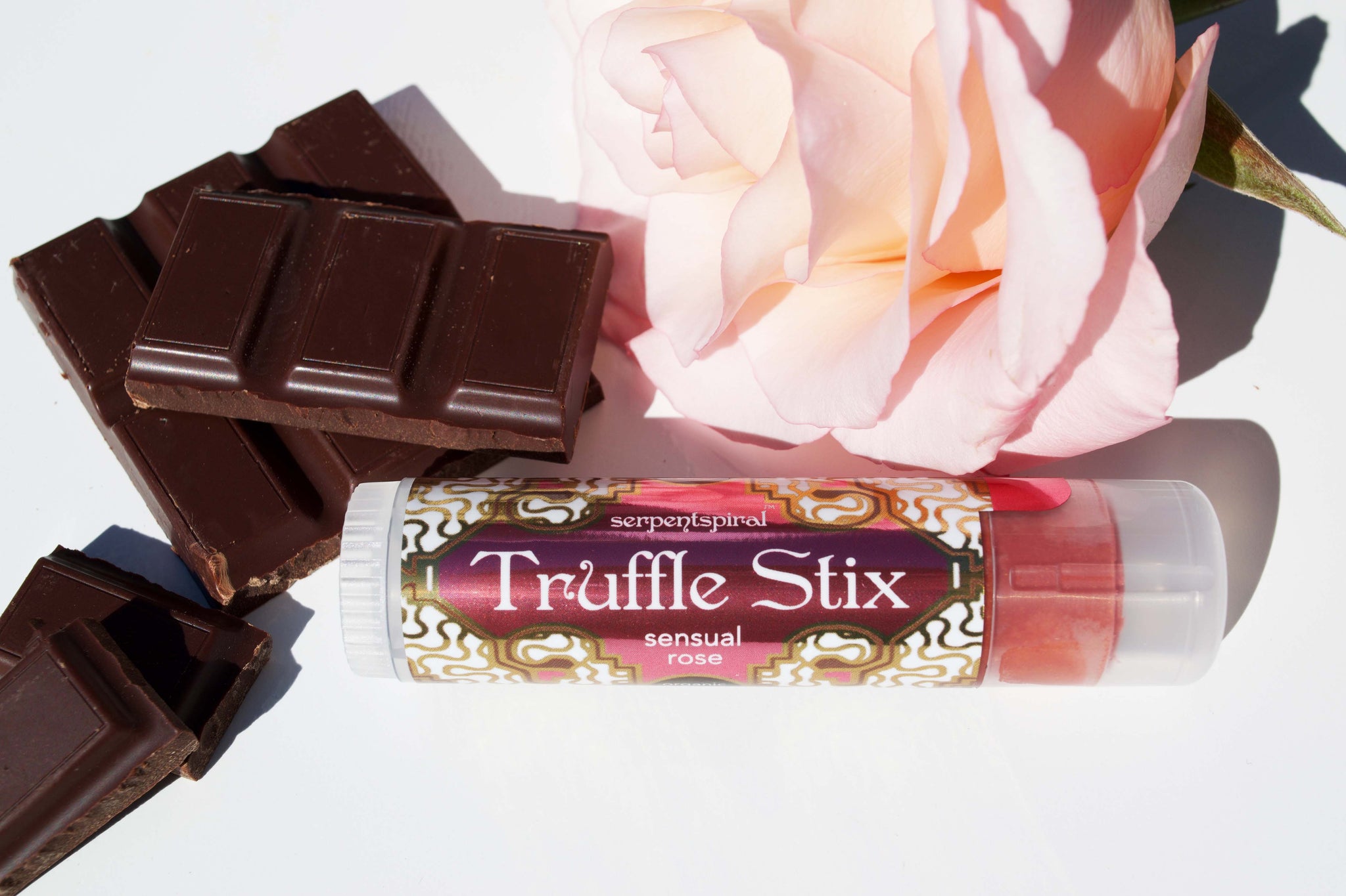 Truffle Stix ~ sensual rose organic luxury chocolate lip balm